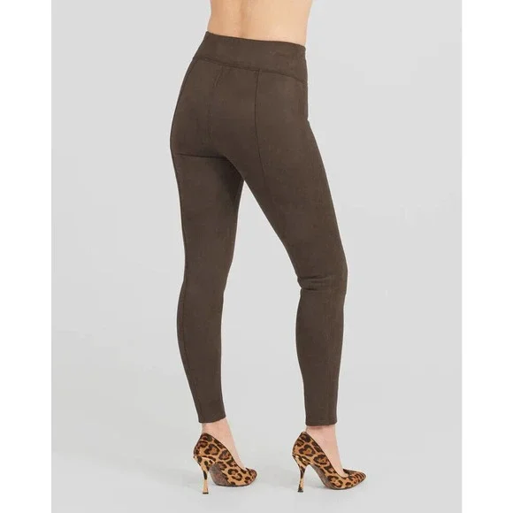 SPANX Faux Suede Leggings Chocolate Brown Pull On Women's Size Medium H14477 - Picture 8 of 15